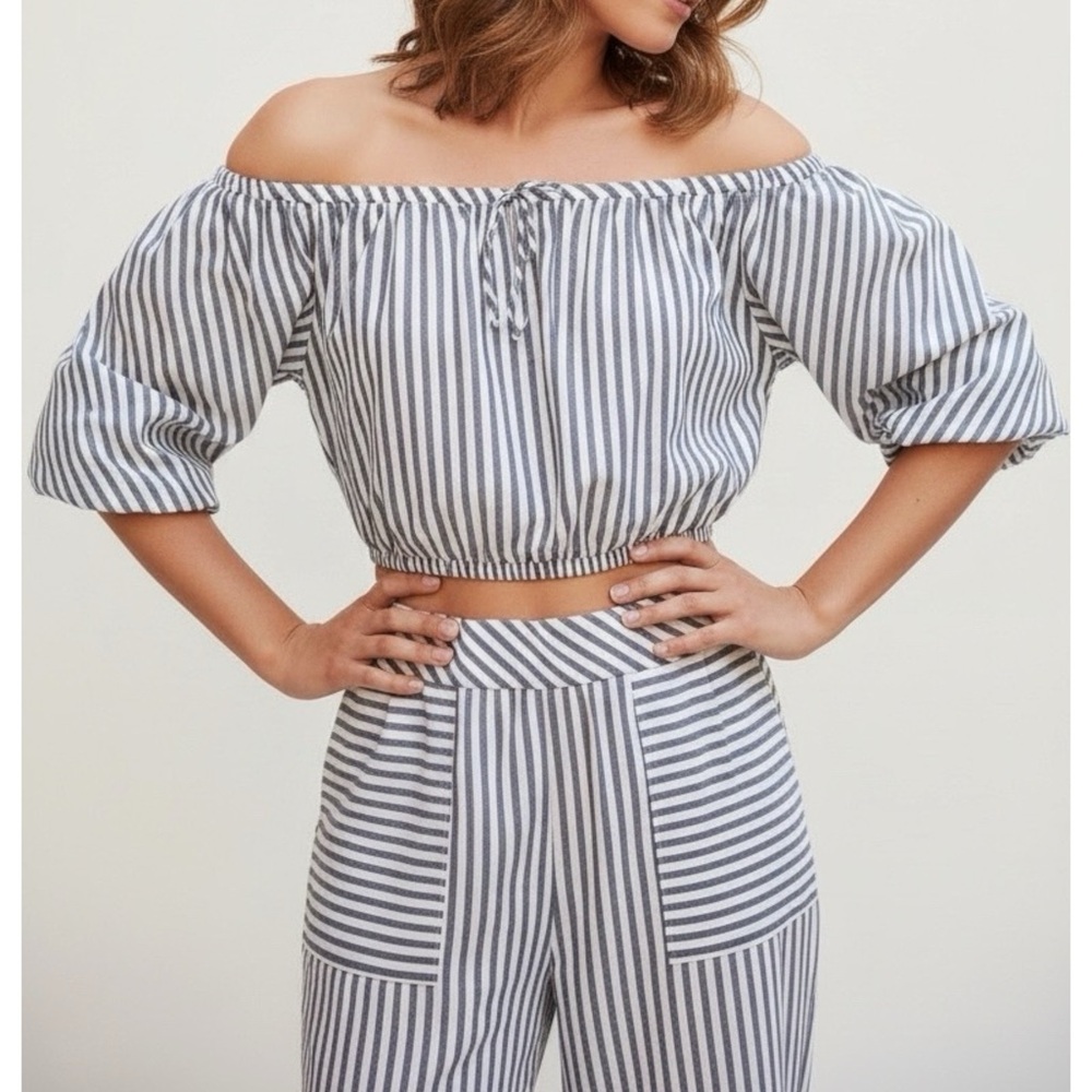 MIRTH Capri Bubble Top, Ocean Stripe, Small
